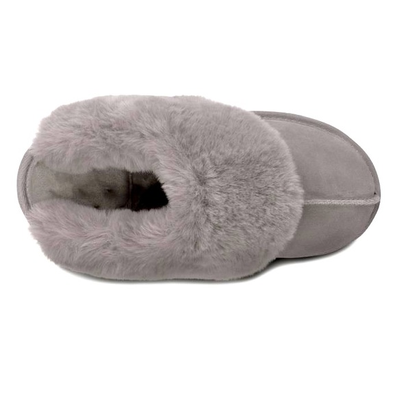 Ann Taylor Shoes - ANN TAYLOR SUEDE MULE WITH FUR CUFF - GRAY 9/10 (BRAND NEW)